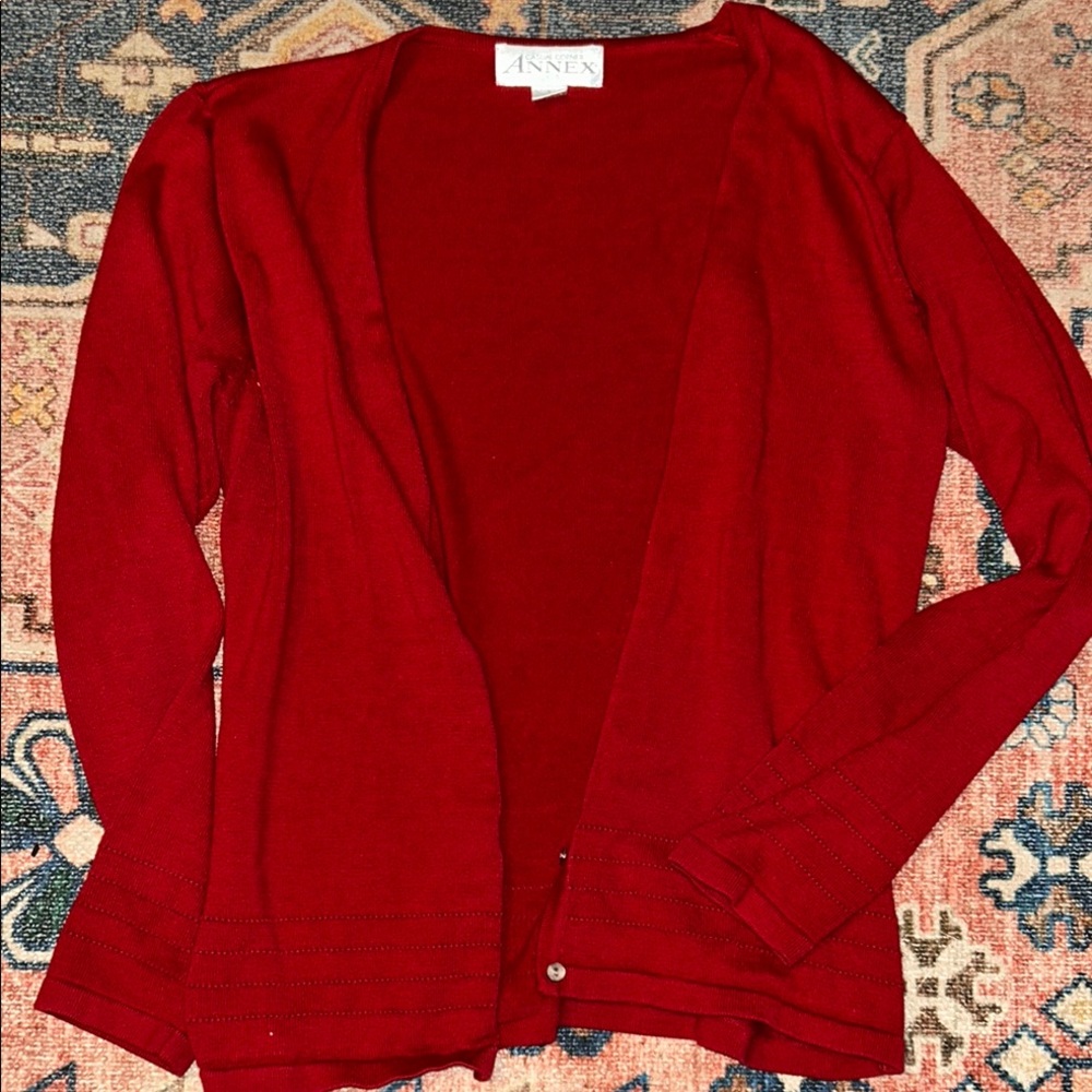 Casual Corner Red Knit Cardigan